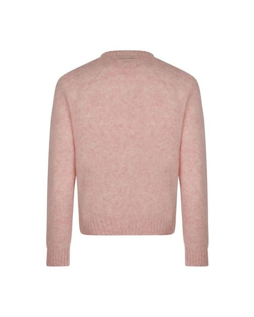 Prada Pink Round-Neck Knitwear for men