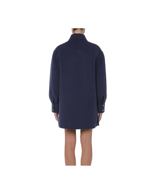 Single-Breasted Coats Moschino de color Blue