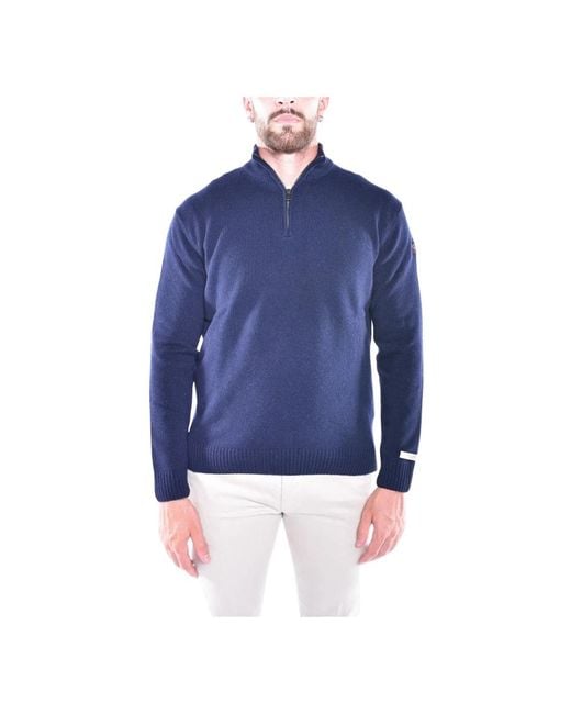 Paul & Shark Rits Wollen Trui Met Badge in het Blue voor heren