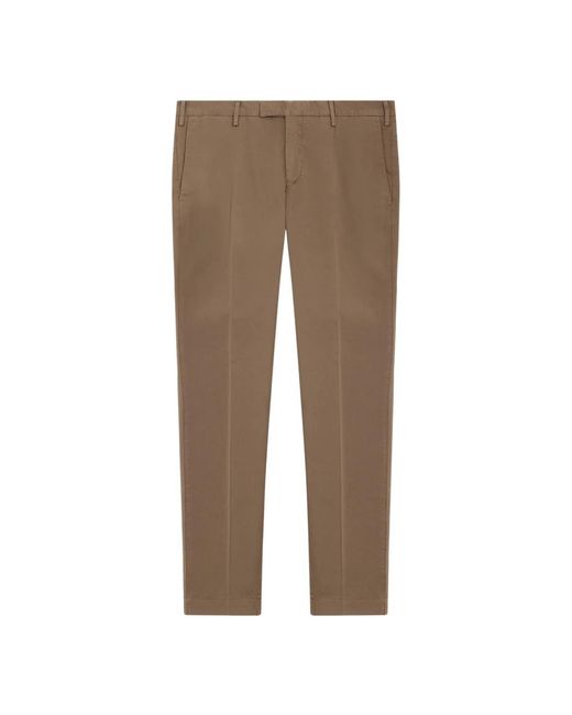 PT Torino Brown Slim-Fit Trousers for men