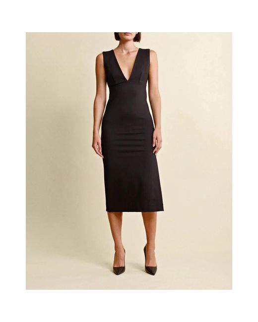 byTiMo Kleedjes ,Zwart ,Elegante V-Hals Midi Jurk in het Black