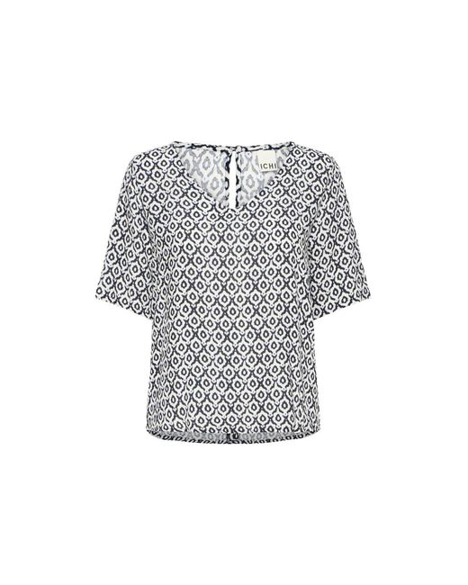 Ichi Gray Bluse Mit Eclipse Ikat Tile Print