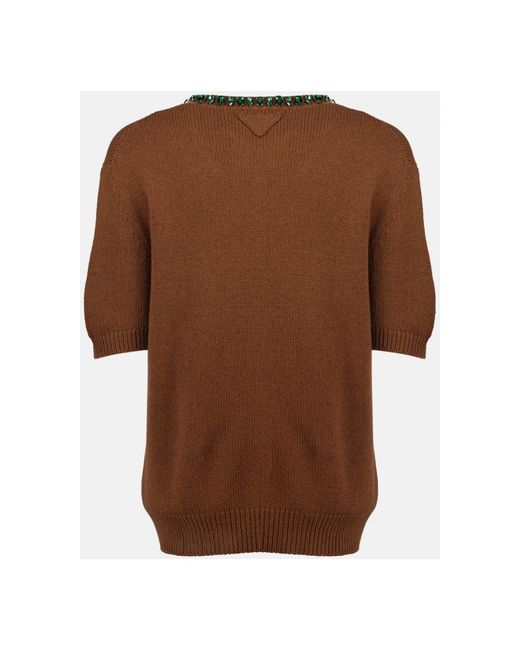 Prada Brown Round-Neck Knitwear