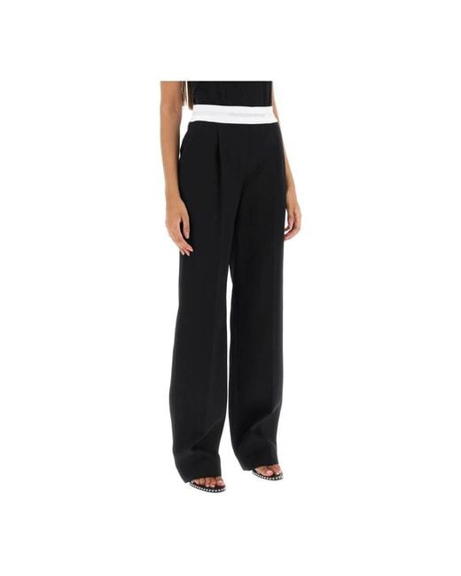 Alexander Wang Black Gerade geschnittene hose mit kontrastierendem logo-band