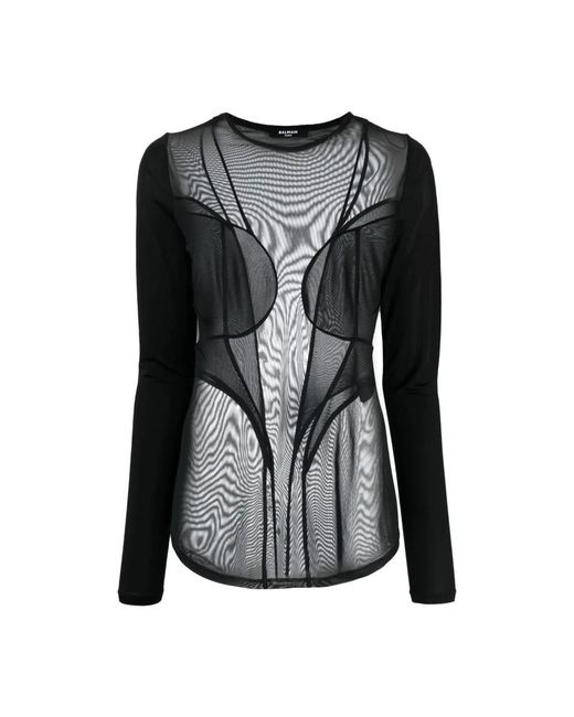 Balmain Black Long Sleeve T-Shirts