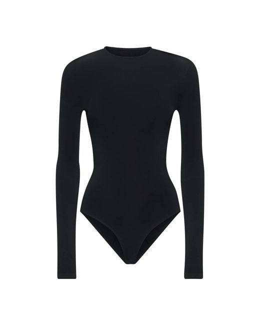 Balenciaga Zwarte Naadloze Body Met Lange Mouwen in het Black