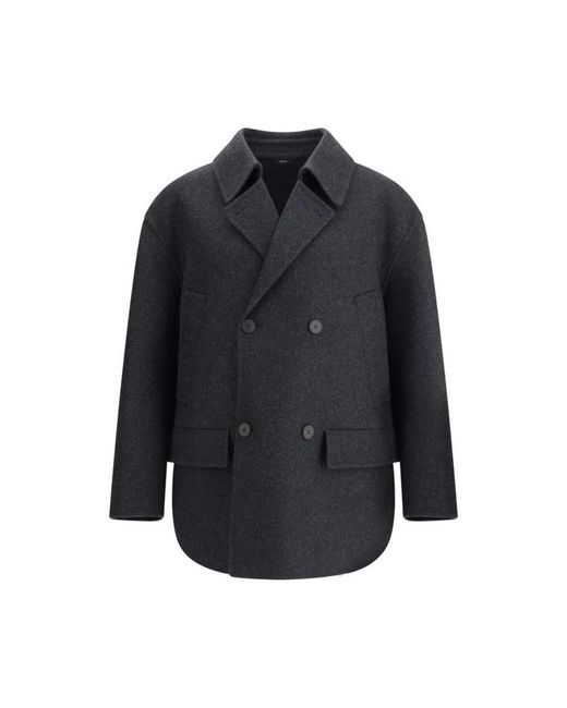 Fendi Jassen ,Grijs ,Wol Wollen Vilt Double-Breasted Caban Jas in het Blue voor heren