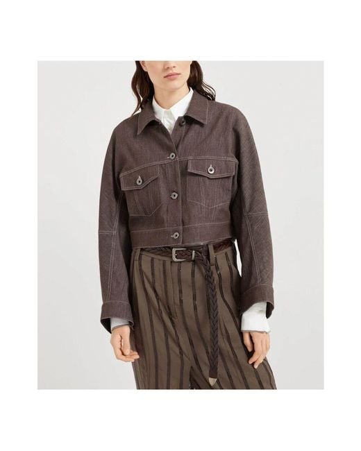 Denim Jackets di Brunello Cucinelli in Brown