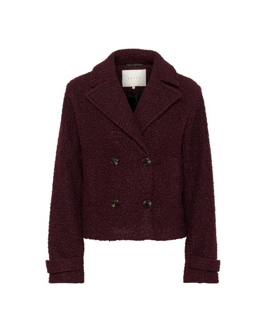 Kaffe Jassen ,Bruin ,Elegante Jas Met Brede Kraag En Knopen in het Purple