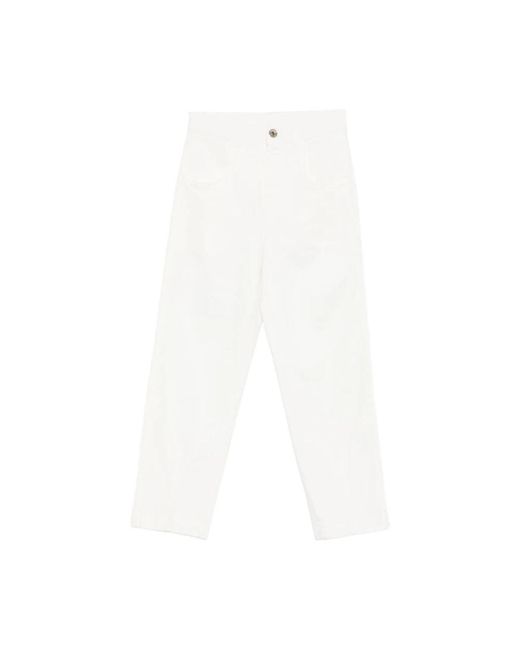 Eleventy White Cropped Trousers