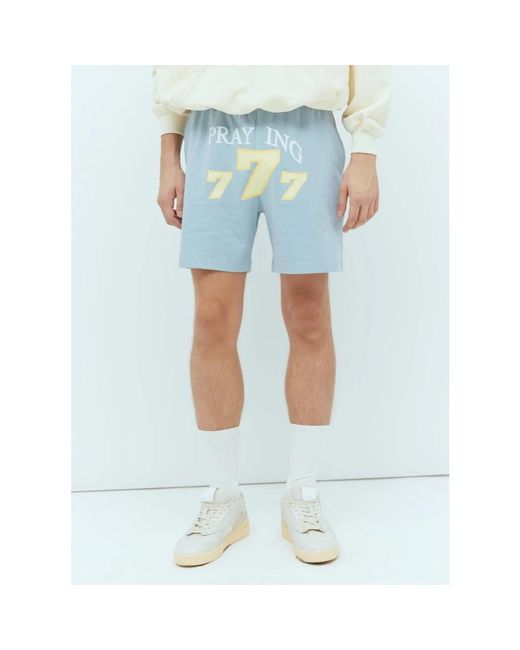 PRAYING Blue Casual Shorts for men