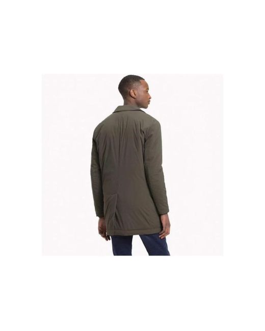 Tommy Hilfiger Jassen ,Groen ,Nylon Gewatteerde Nylon Jas Met Revers in het Gray voor heren