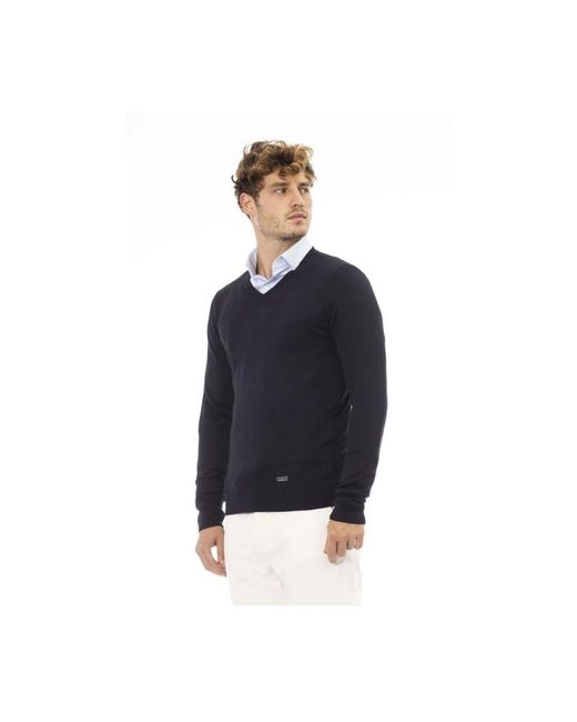 Baldinini Blue V-Neck Knitwear for men