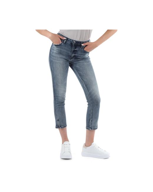 Armani Exchange Blue Skinny slit capri jeans