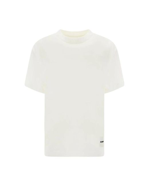 T-shirt in cotone con monogramma per donne di Jil Sander in White