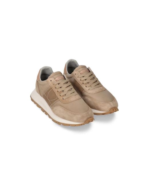 Philippe Model Schoenen ,Bruin ,Retro Lage Sneakers in het Natural