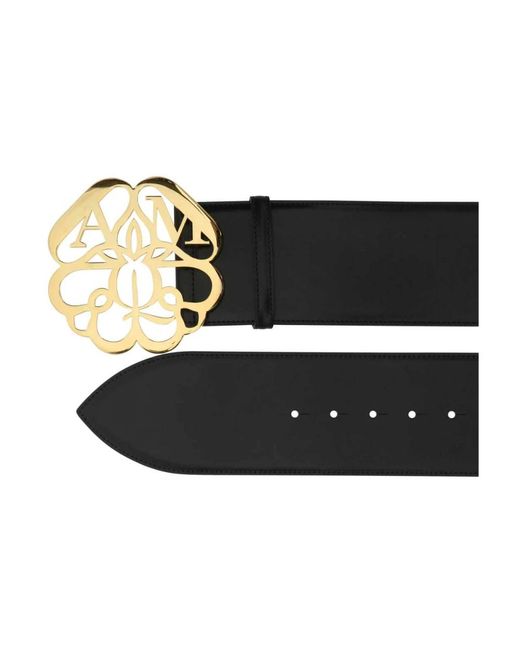 McQueen Black Logo-Plaque Ledergürtel