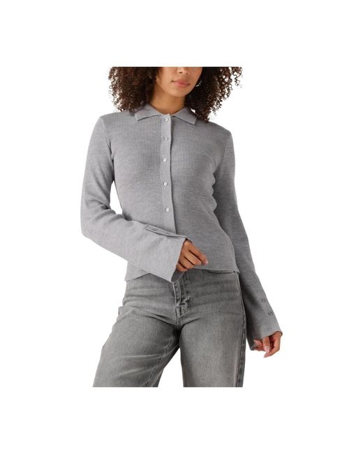 Modström Truien & Vesten ,Grijs ,Wol Grijze Cardigan Voor Herfst En Winter in het Gray