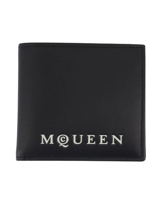 McQueen Accessoires ,Zwart ,Leer Zwart Grijs Leren Portemonnee Stijlvol Ontwerp in het Black voor heren