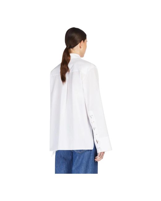 Max Mara Overhemden ,Wit ,Katoen Witte Katoenen Popeline Overhemd Met Details in het White