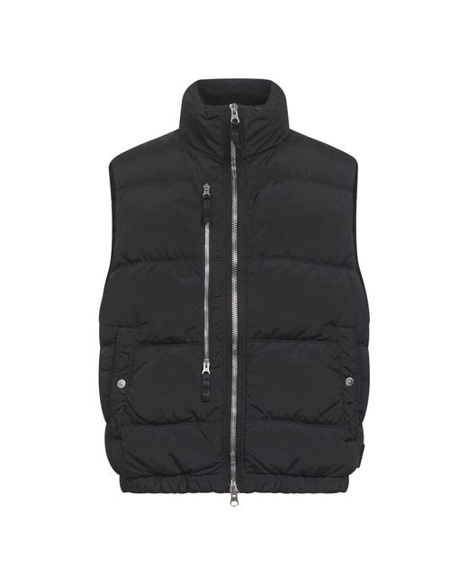 Stone Island Jassen ,Zwart ,Zwarte Gewatteerde Staande Kraag Jas in het Black voor heren