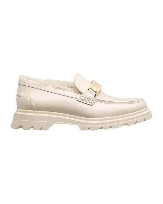 Dior White Leder loafers shearling innensohle gummisohle