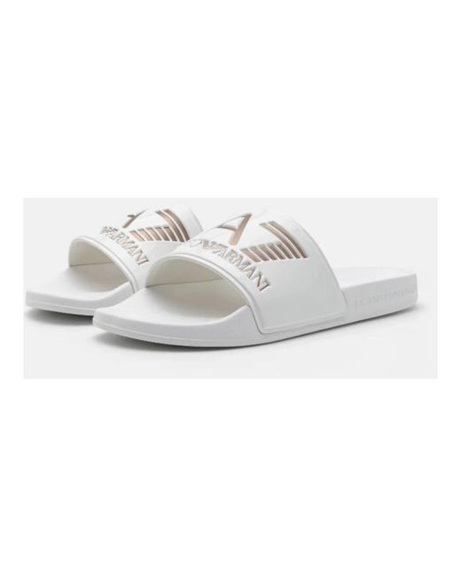EA7 White Sliders for men