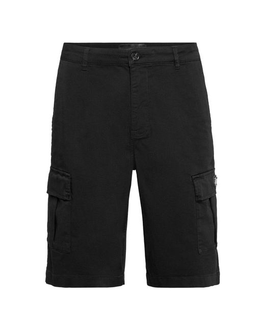 Philipp Plein Korte Broeken ,Zwart ,Katoen Cargo Shorts in het Black voor heren