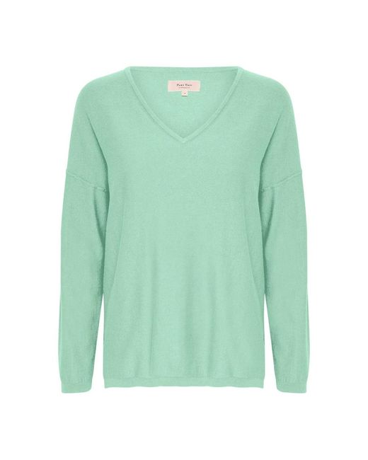 Part Two Green V-Neck Knitwear