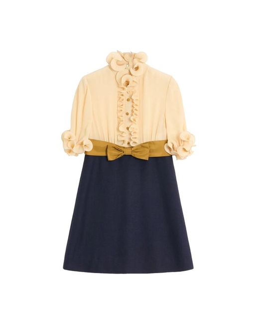 Valentino Blauwe Jurk Met Ruches En Strikdetail in het Blue