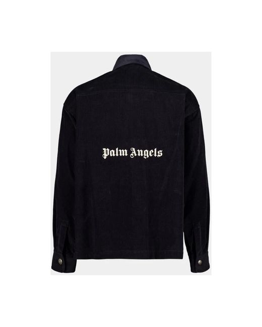 Palm Angels Jassen ,Zwart ,Katoen Classic Logo Cord Overshirt in het Blue voor heren