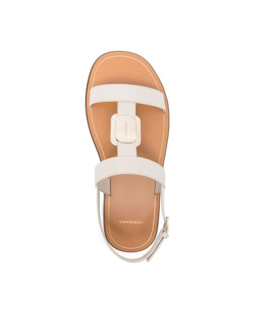 Ferragamo White Flat Sandals