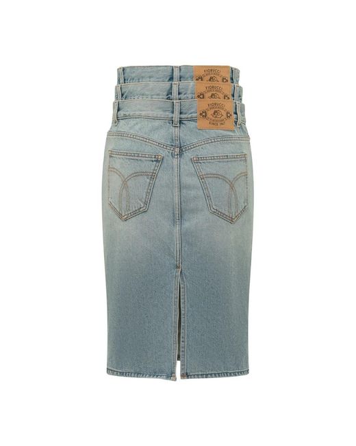 Fiorucci Denim Midi Rok in het Blue