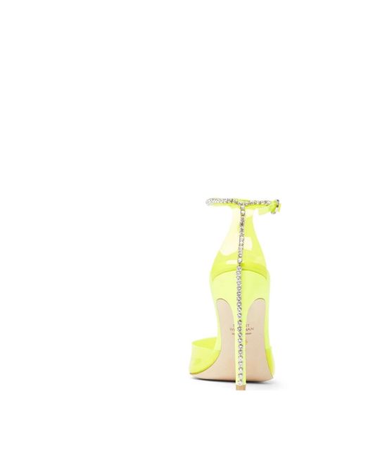 Stuart Weitzman Schoenen ,Geel ,Leer Neon Gele Kristallen Ketting Pumps in het Yellow