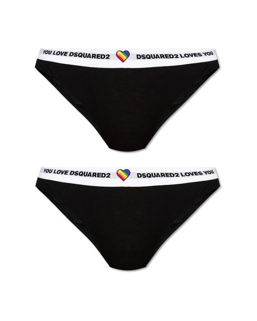 DSquared² Black Logo-slips im doppelpack