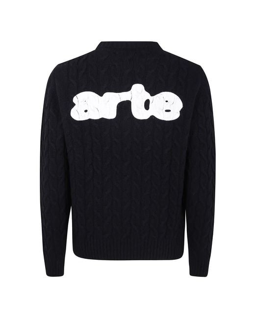 Arte' Blue Round-Neck Knitwear for men