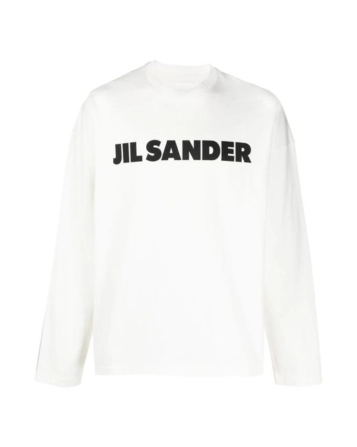 Jil Sander Weiße baumwoll-logosweatshirt in White für Herren