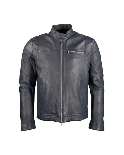Peuterey Jassen ,Blauw ,Leer Saguaro Jacket in het Gray voor heren