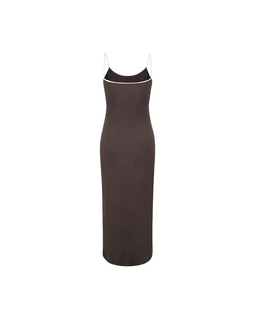 Miu Miu Brown Ärmelloses Midi-Kleid Mit Kontrastnähten