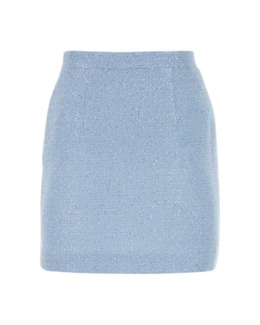 Alessandra Rich Blue Hellblaue Tweed Minirock
