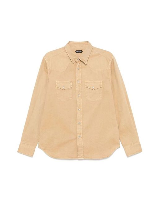 Tom Ford Beige hemd mit taschen und klassischem kragen in Natural für Herren