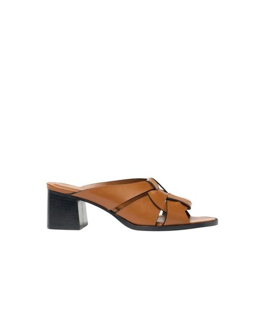 Scarosso Brown Heeled Mules