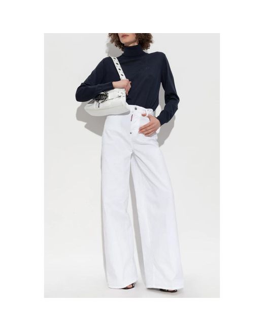 DSquared² Truien & Vesten ,Blauw ,Wol Wollen Coltrui Met Logo in het Blue