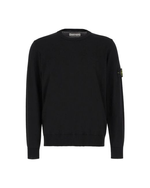 Stone Island Black Round-Neck Knitwear for men