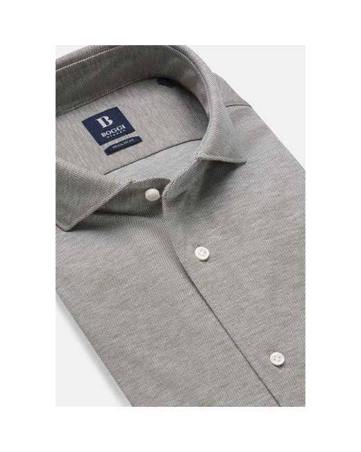 Boggi Piquet polo shirt regular fit,piquet polo shirt mit offenem kragen regular fit in Gray für Herren