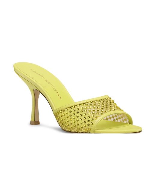Stuart Weitzman Yellow Heeled Mules