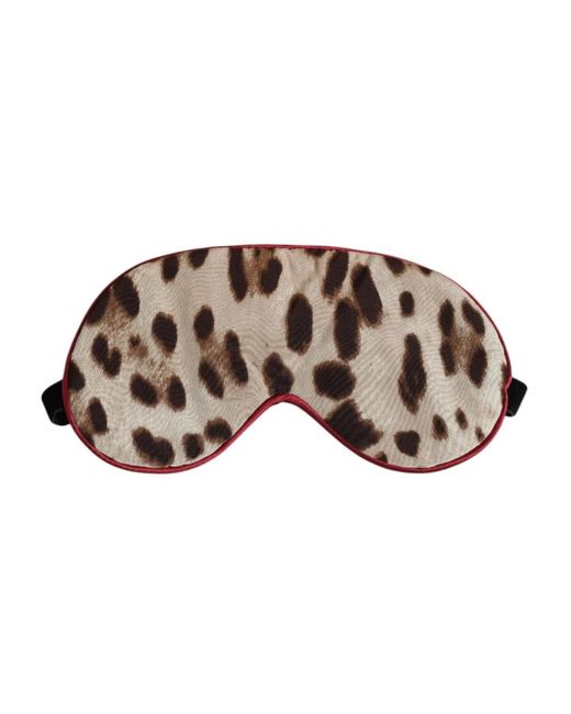 Dolce & Gabbana Accessoires ,Veelkleurig ,Leopard Print Silk Sleep Eye Mask in het Brown