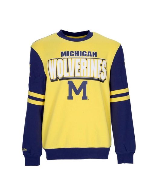 Mitchell & Ness Hoodies & Sweatvesten ,Veelkleurig ,Wol Michigan Wolverines Crewneck Sweatshirt in het Blue voor heren