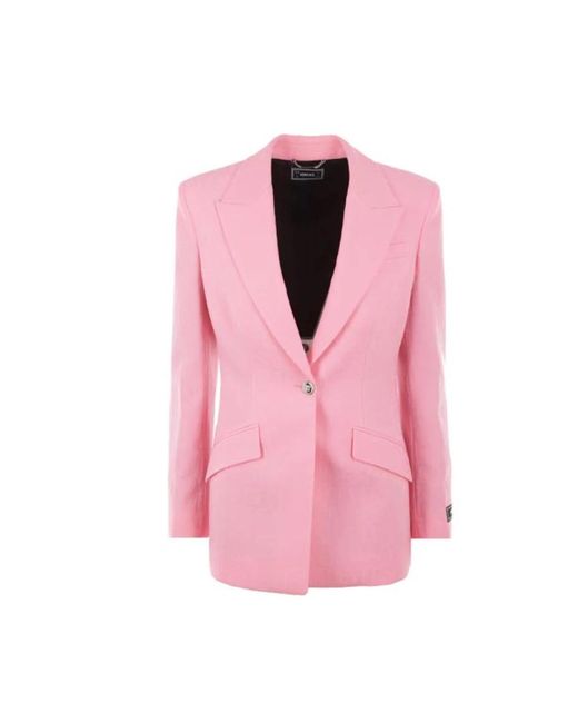 Versace Single-Breasted Blazer in het Pink