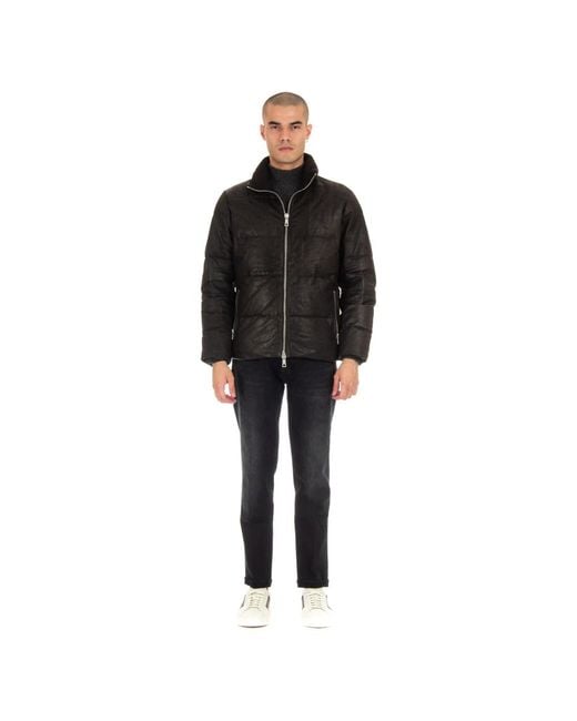 Giorgio Brato Gewatteerd Leren Jack Met Gewatteerd Detail in het Black voor heren